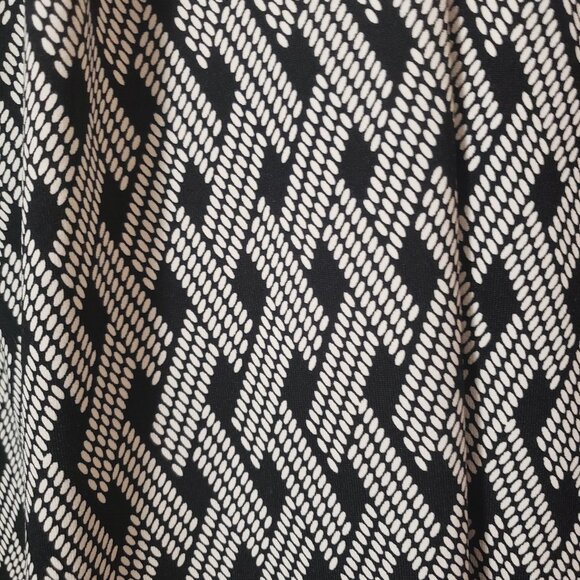 Talbots Dress M Lattice Print Faux Wrap Nylon Stretch Side Zip 3/4 Sleeve - Picture 8 of 11